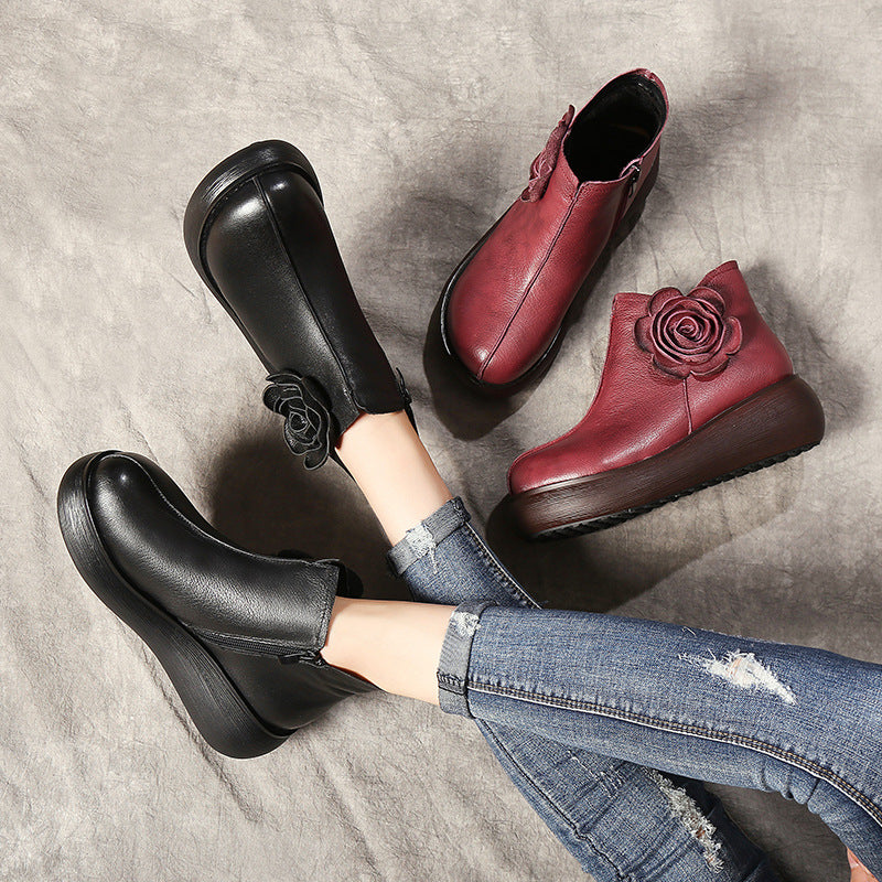 Women's Style Single Plus Size Genuine Retro Boots