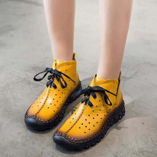 Women's Autumn Flat Hole Breathable Ankle Boots