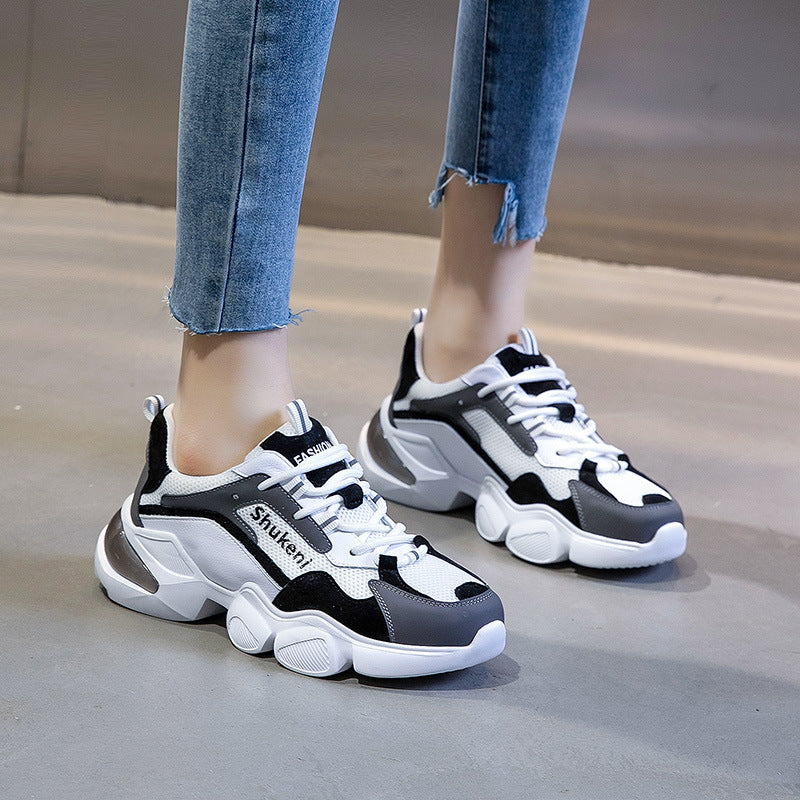Women's & Men's Dad Spring Korean Sports White Platform Sneakers