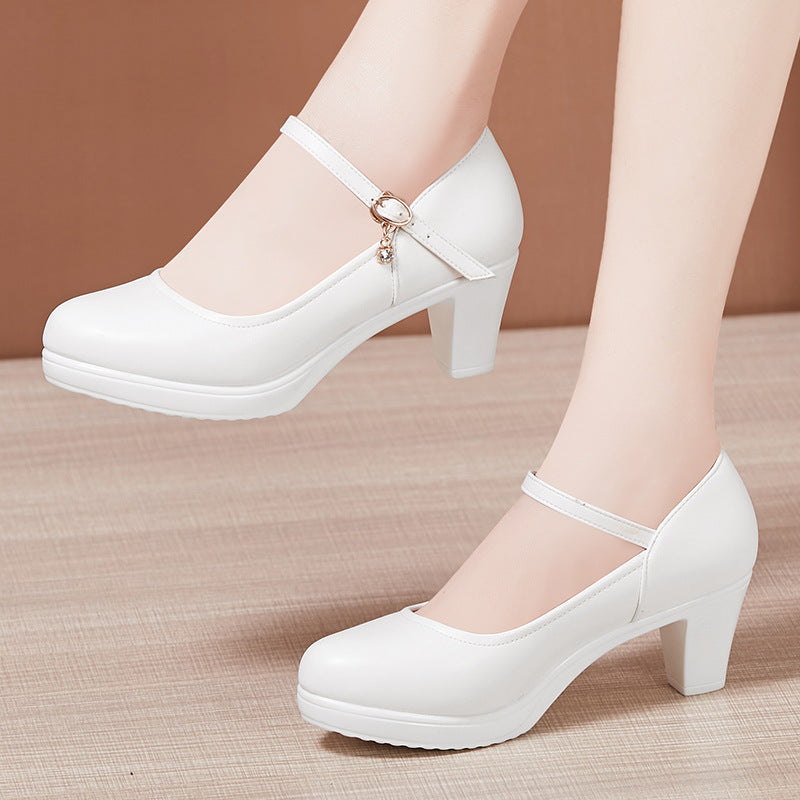 Women's Chunky Thick Bottom Low-cut Comfortable Super High Cheongsam Model Catwalk Heels