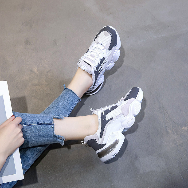 Women's & Men's Dad Spring Korean Sports White Platform Sneakers