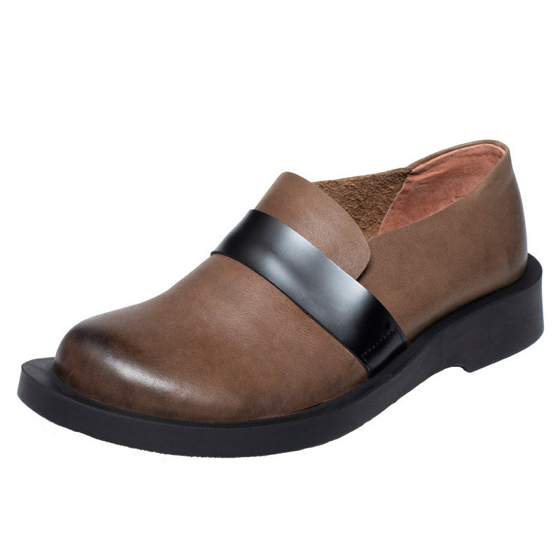 Women's Spring British Cowhide Slip-on Flat High-cut Women's Casual Shoes