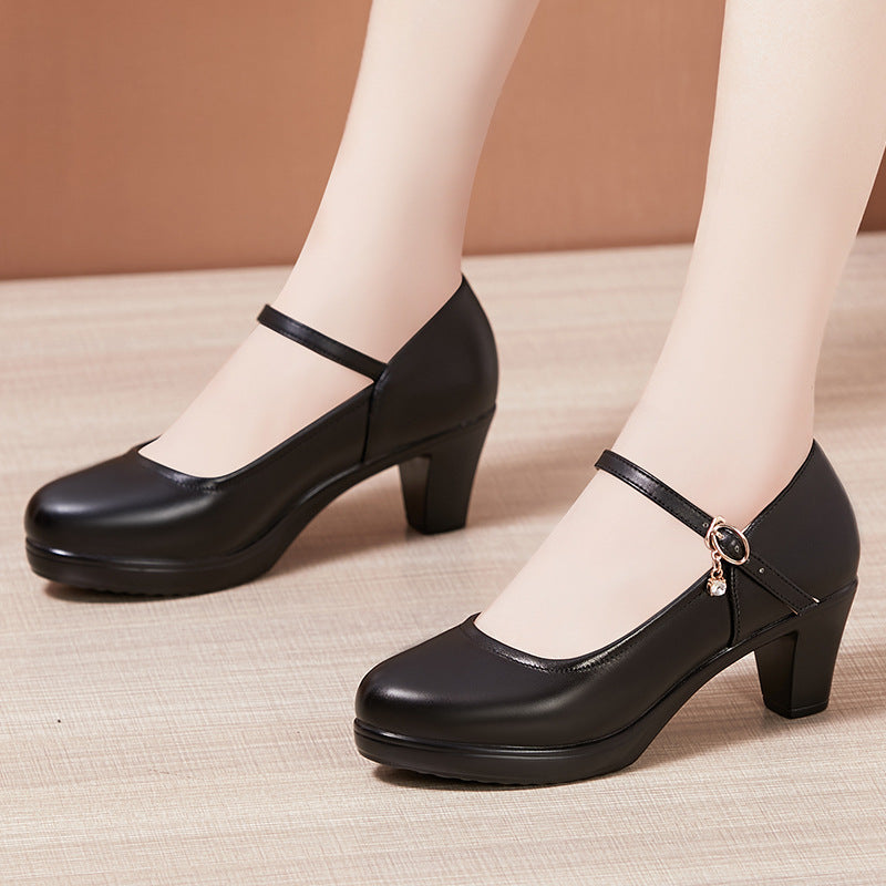 Women's Chunky Thick Bottom Low-cut Comfortable Super High Cheongsam Model Catwalk Heels