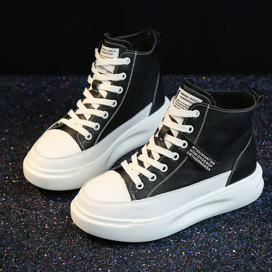 Women's Bottom High Top White Spring Korean Women's Casual Shoes