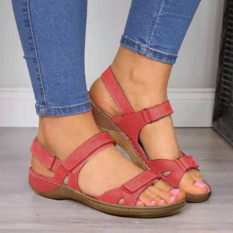 Women's Breathable Peep Toe Comfortable Flat Wedge Sandals