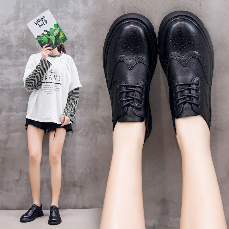Women's Ethnic Style Brogue High-cut First Layer Cowhide Board Fashion Women's Casual Shoes