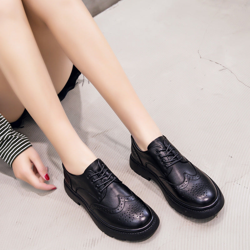 Women's Ethnic Style Brogue High-cut First Layer Cowhide Board Fashion Women's Casual Shoes