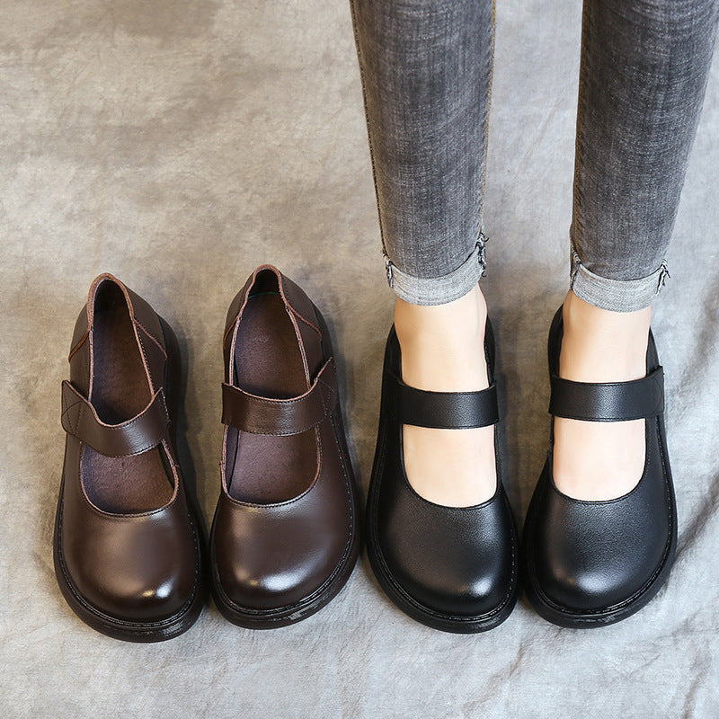 Women's Spring Platform Thick-soled Cowhide Handmade Ethnic Style Casual Shoes