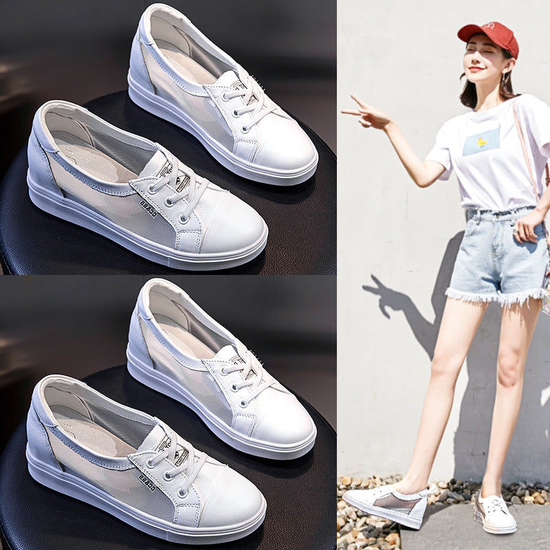 Women's Low-cut White Wild Inner Height Increasing Board Mesh Breathable Women's Casual Shoes