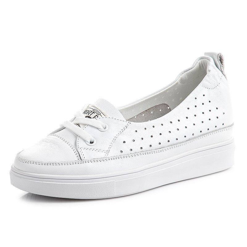Women's White Summer Spring Thick Bottom Soft Genuine Shallow Women's Casual Shoes