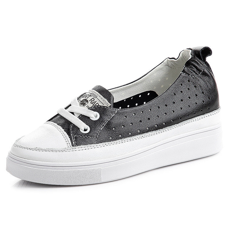 Women's White Summer Spring Thick Bottom Soft Genuine Shallow Women's Casual Shoes