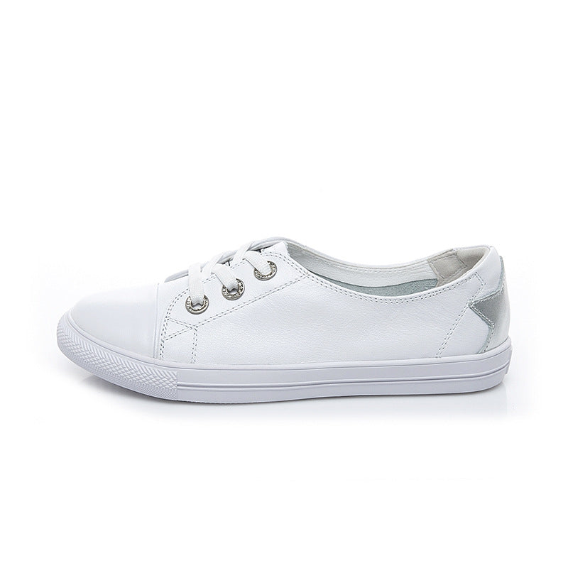 Women's Plus Size Spring Pure White Genuine Full Flat Men's Shoes