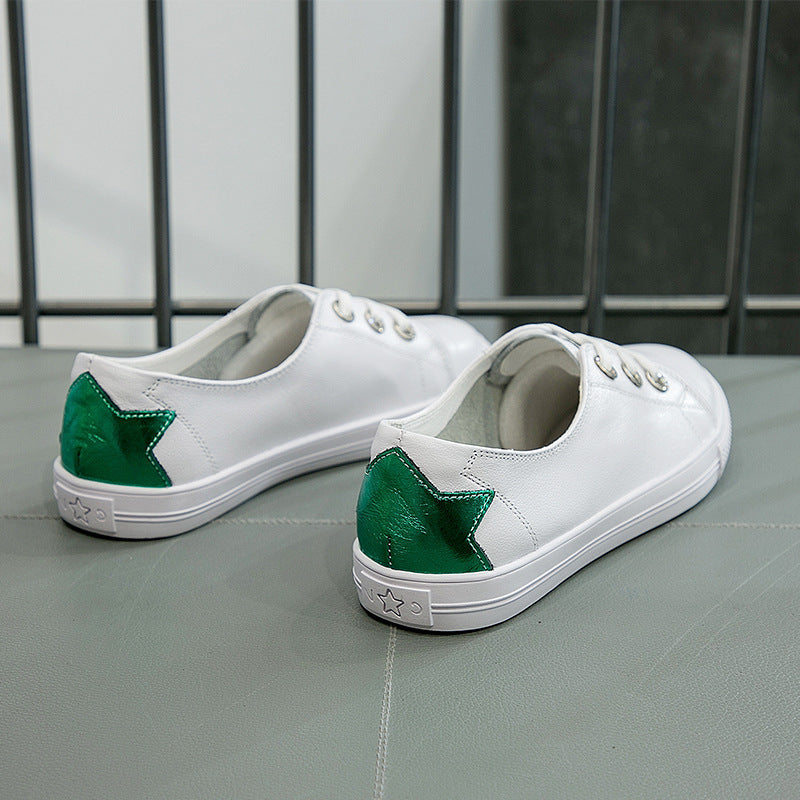 Women's Plus Size Spring Pure White Genuine Full Flat Men's Shoes