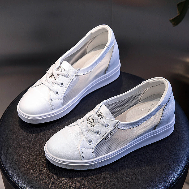 Women's Low-cut White Wild Inner Height Increasing Board Mesh Breathable Women's Casual Shoes