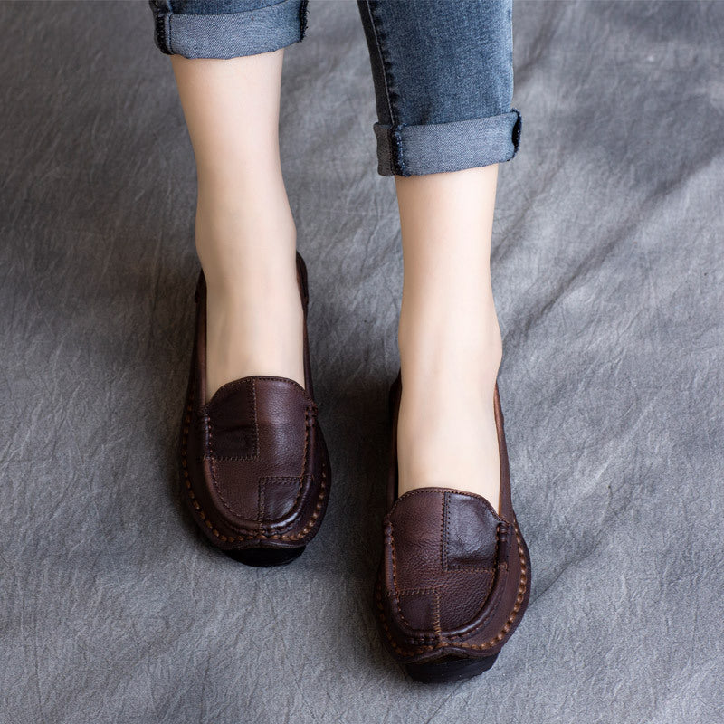 Women's Spring Ethnic Style Vintage Cowhide Shallow Women's Casual Shoes