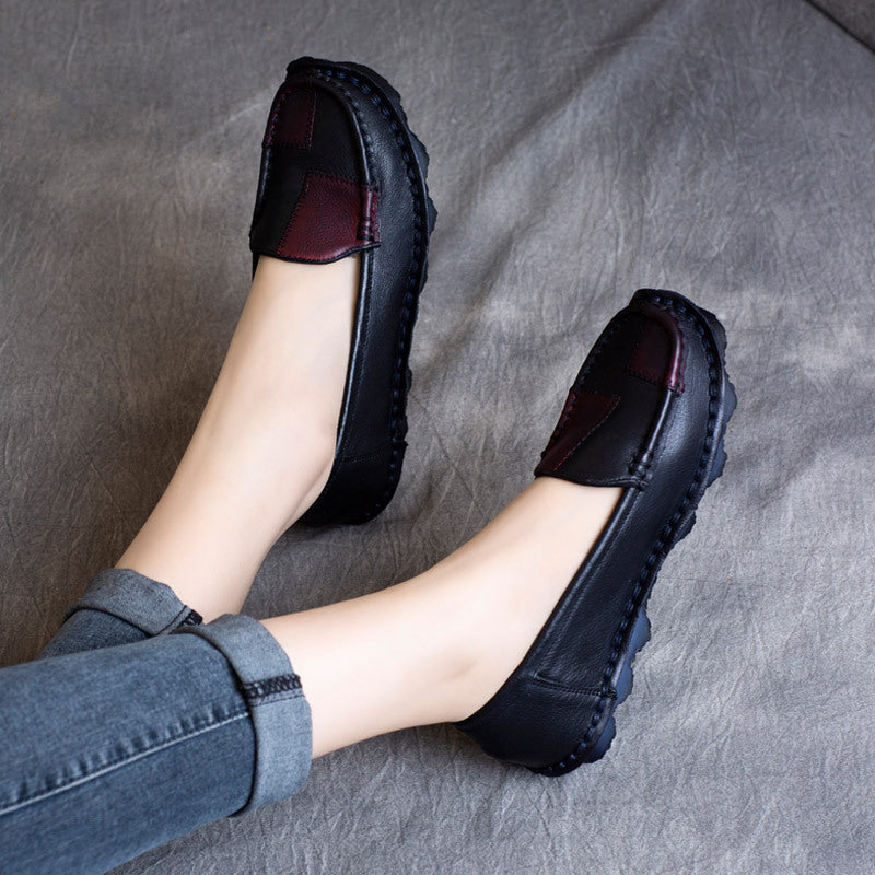 Women's Spring Ethnic Style Vintage Cowhide Shallow Women's Casual Shoes