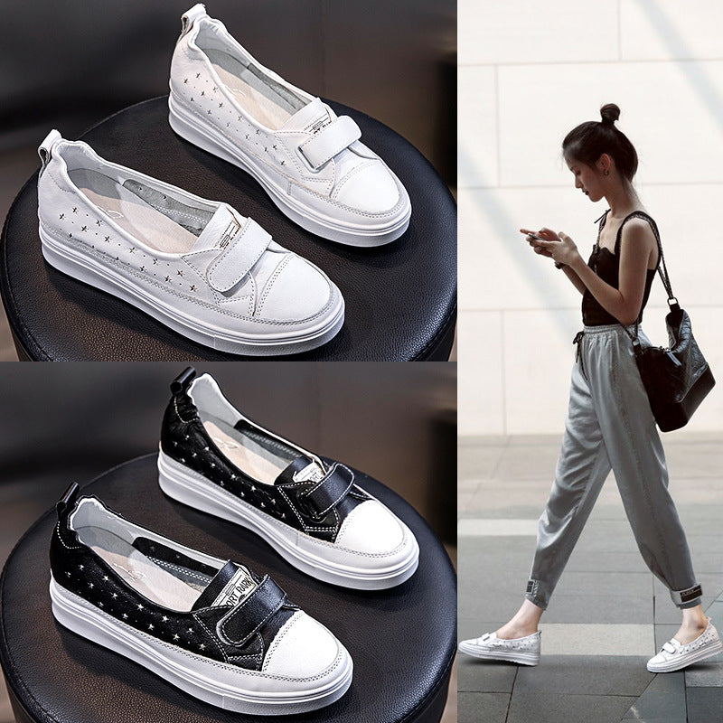 Women's White Springtide Spring Shallow Mouth Platform Height Increasing Insole Women's Casual Shoes