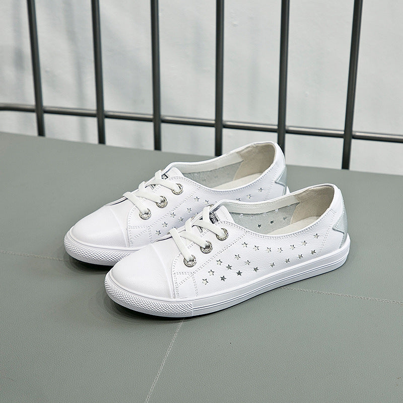 Women's Large Size Summer Authentic Hollow Out White Breathable Low-cut Women's Casual Shoes