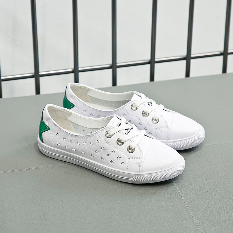 Women's Large Size Summer Authentic Hollow Out White Breathable Low-cut Women's Casual Shoes