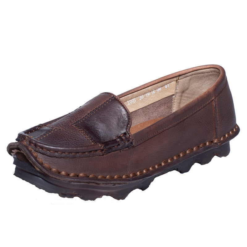 Women's Spring Ethnic Style Vintage Cowhide Shallow Women's Casual Shoes