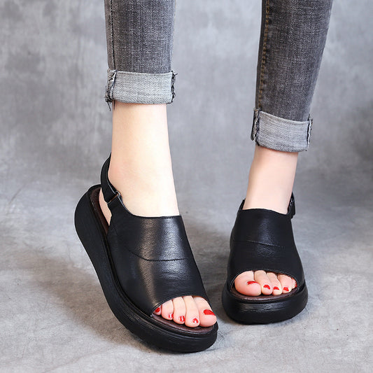 Women's Retro Ethnic Style Genuine Platform Summer Sandals