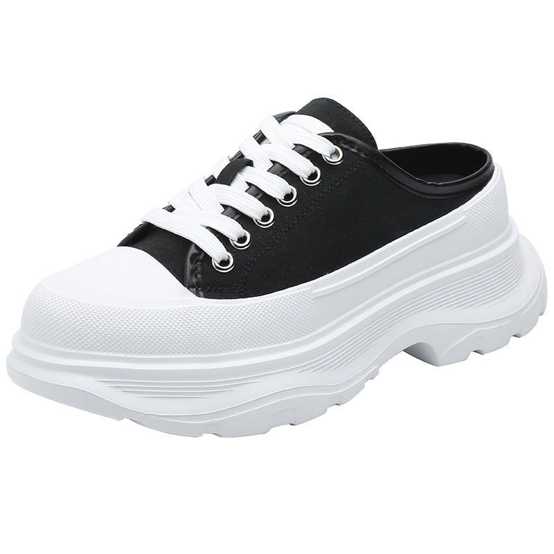 Women's White Platform Dad Increased Half Support Casual Shoes