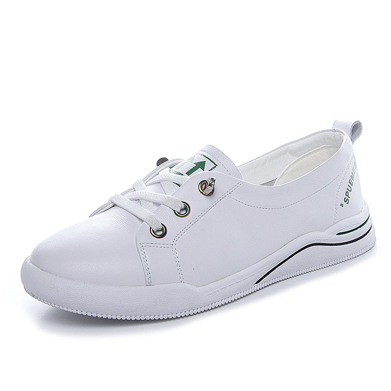 Women's Top Layer Cowhide White Simple Slip-on Casual Shoes