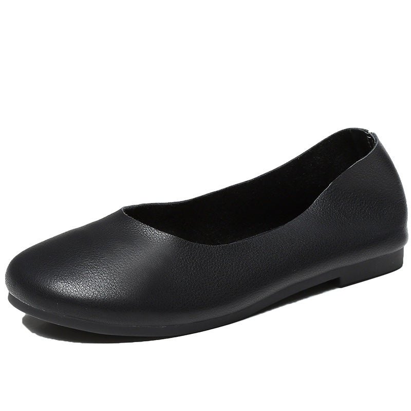 Women's Handmade Genuine Soft Bottom Granny Flat Low-cut Mom Four Women's Casual Shoes