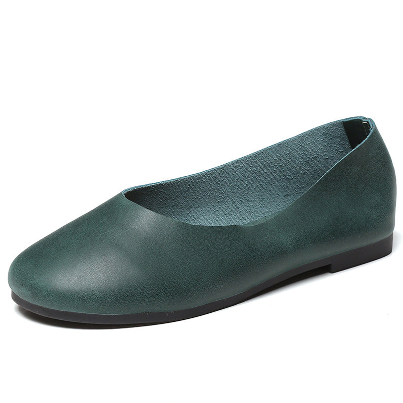 Women's Handmade Genuine Soft Bottom Granny Flat Low-cut Mom Four Women's Casual Shoes