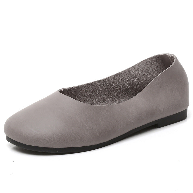 Women's Handmade Genuine Soft Bottom Granny Flat Low-cut Mom Four Women's Casual Shoes
