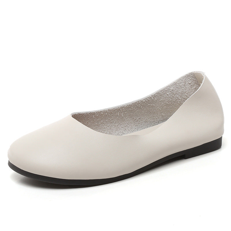 Women's Handmade Genuine Soft Bottom Granny Flat Low-cut Mom Four Women's Casual Shoes