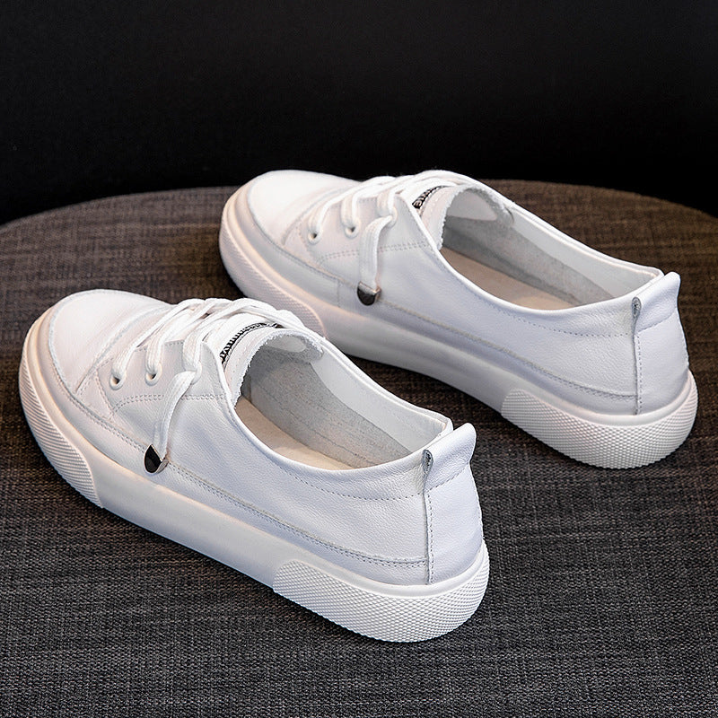 Women's White Autumn Flat Korean Style Large Size Genuine Joker Women's Casual Shoes