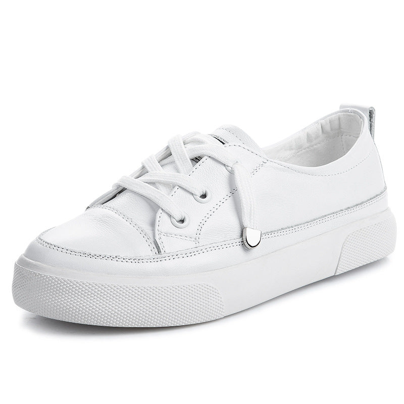Women's White Autumn Flat Korean Style Large Size Genuine Joker Women's Casual Shoes