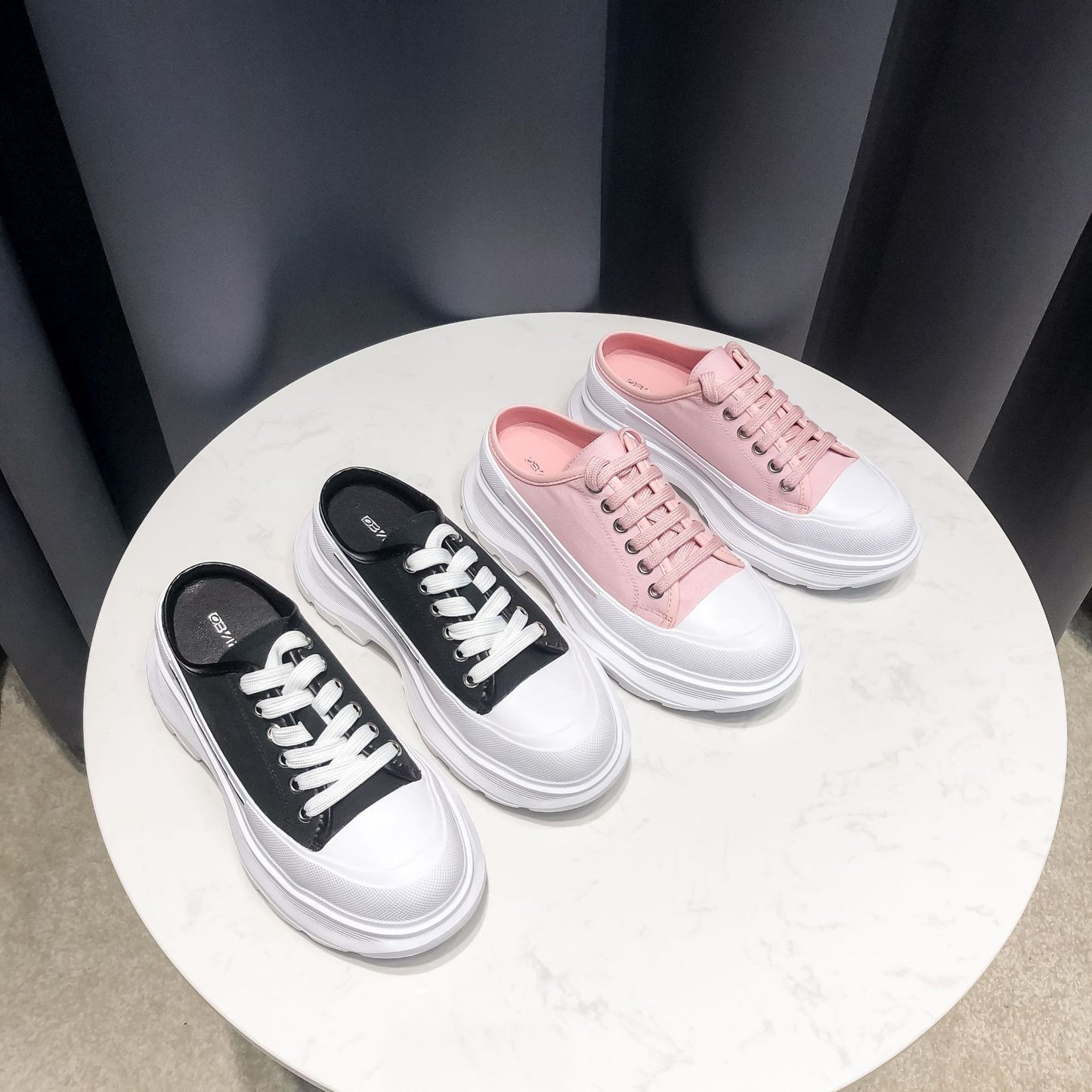 Women's White Platform Dad Increased Half Support Casual Shoes
