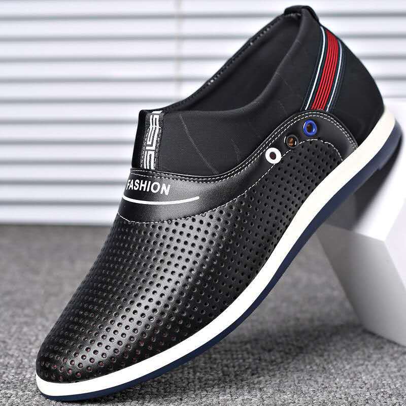 Men's Summer White Breathable Hole Invisible Height Casual Shoes