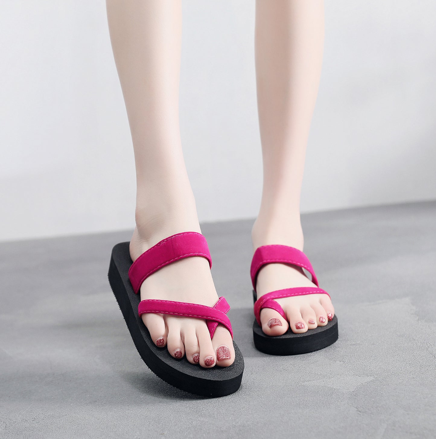 Women's Color Beach Flip-flops Summer Fashion High Sandals