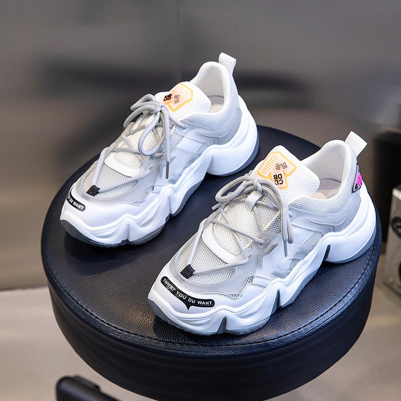 Women's Genuine Korean Style Versatile Platform Heightened Daddy Sneakers