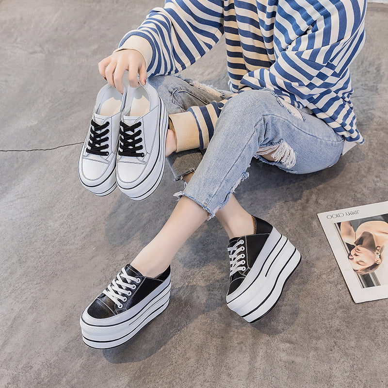 Women's Two-way White Height Increasing Insole Spring Casual Shoes