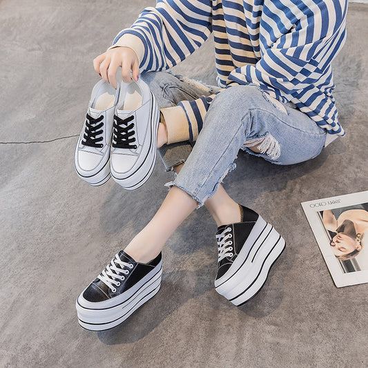Women's Two-way White Height Increasing Insole Spring Casual Shoes
