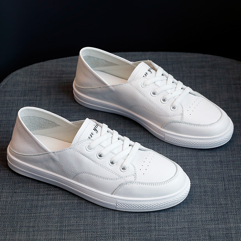 Women's Two-way Wear White Autumn Versatile Shallow Mouth Women's Casual Shoes