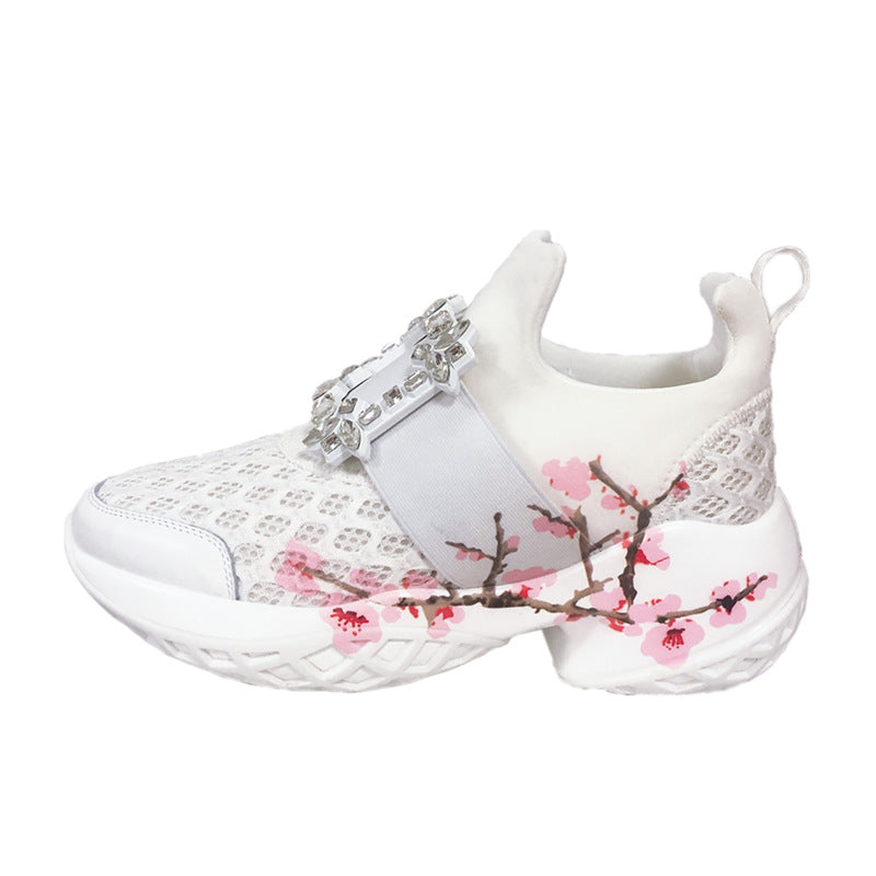 Women's Square Buckle Dad Height Increasing Insole Sneakers