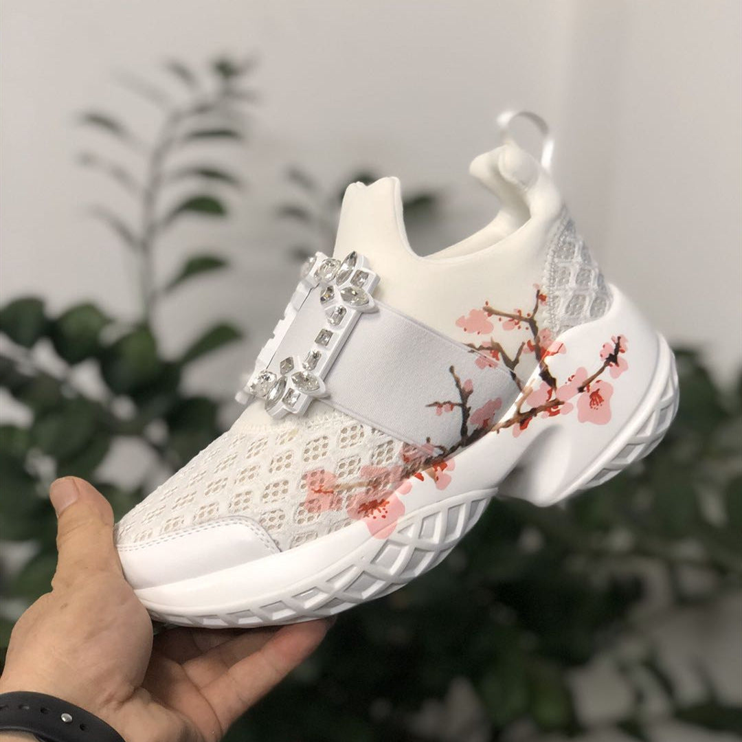 Women's Square Buckle Dad Height Increasing Insole Sneakers