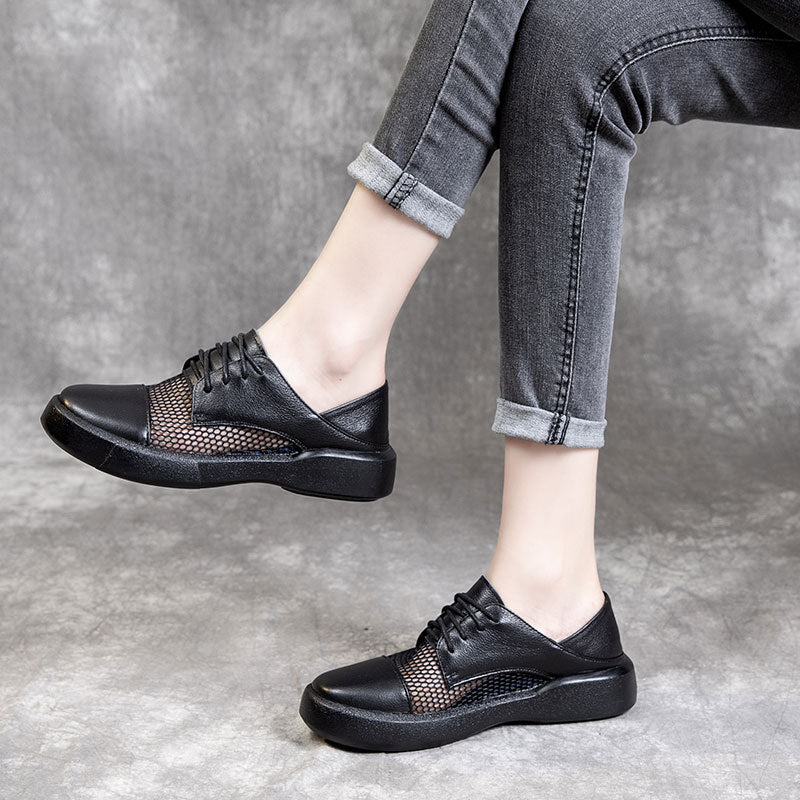 Women's Cowhide Hollow Summer Rivet Fish Mouth Sandals