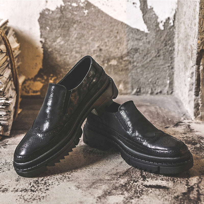 Men's Brogue British Style Breathable Trendy Retro Men's Business Leather Shoes