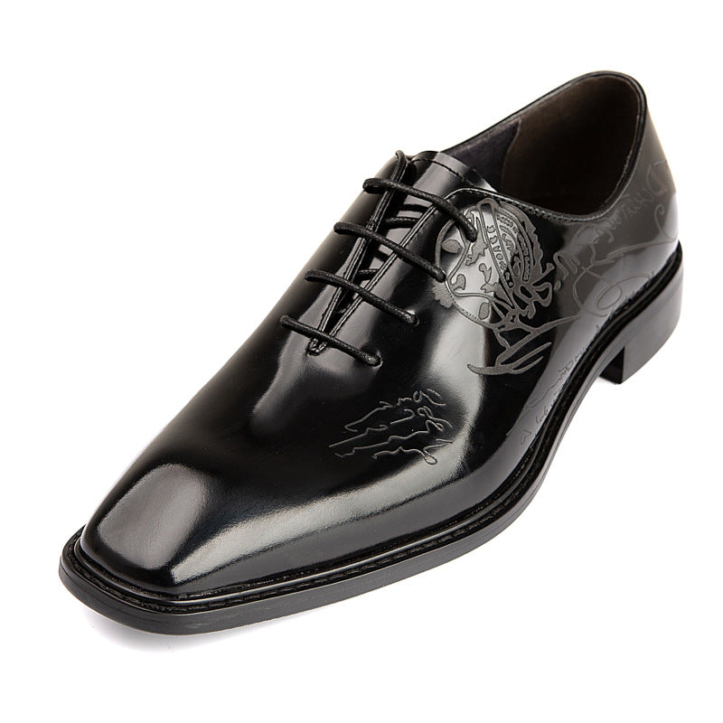 Men's Fashion Patent Laser Carved Business British Leather Shoes