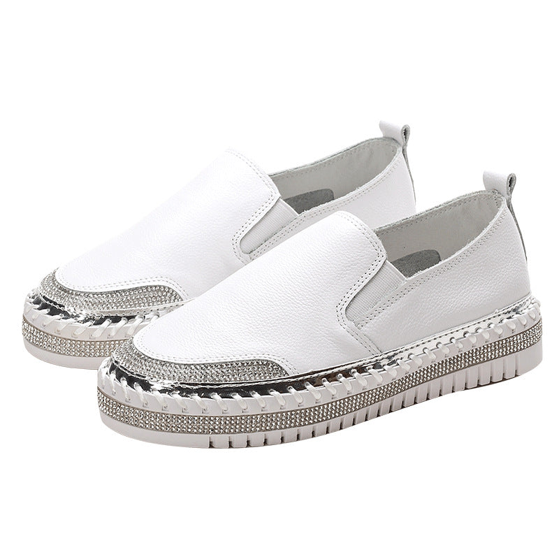 Women's Summer Cowhide Platform Pumps Diamond White Women's Shoes