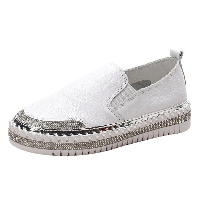 Women's Summer Cowhide Platform Pumps Diamond White Women's Shoes