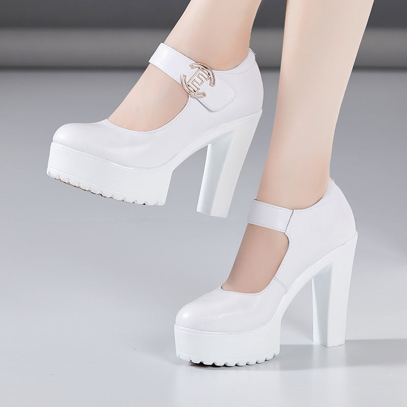 Women's Super High Cheongsam Model Catwalk Show Platform Sier Round Toe Women's Fashion Shoes