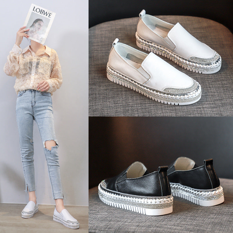 Women's Summer Cowhide Platform Pumps Diamond White Women's Shoes