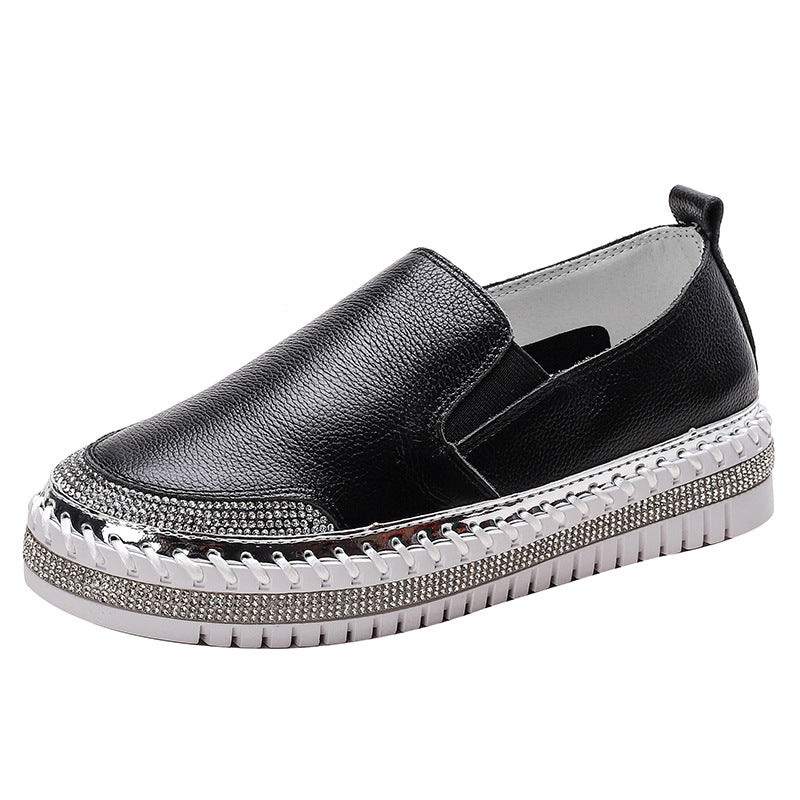 Women's Summer Cowhide Platform Pumps Diamond White Women's Shoes
